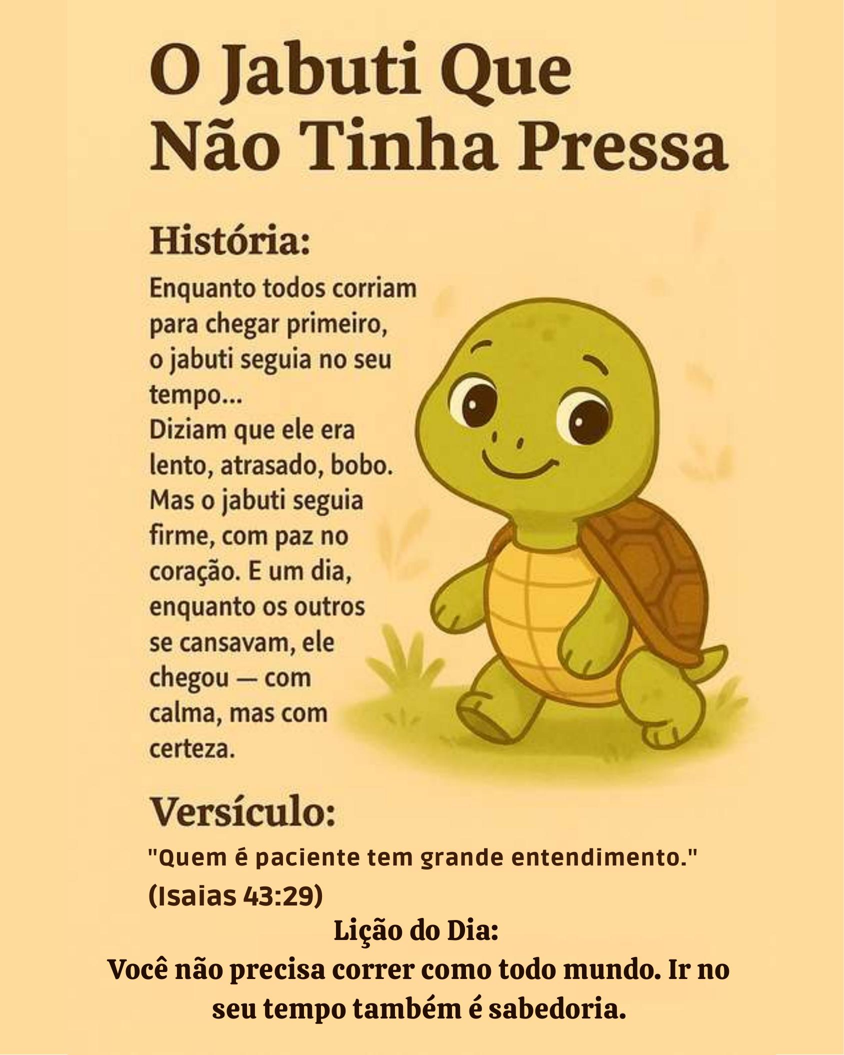 Página da parábola O Jabuti Que Não Tinha Pressa, do livro 365 Parábolas Kids 2