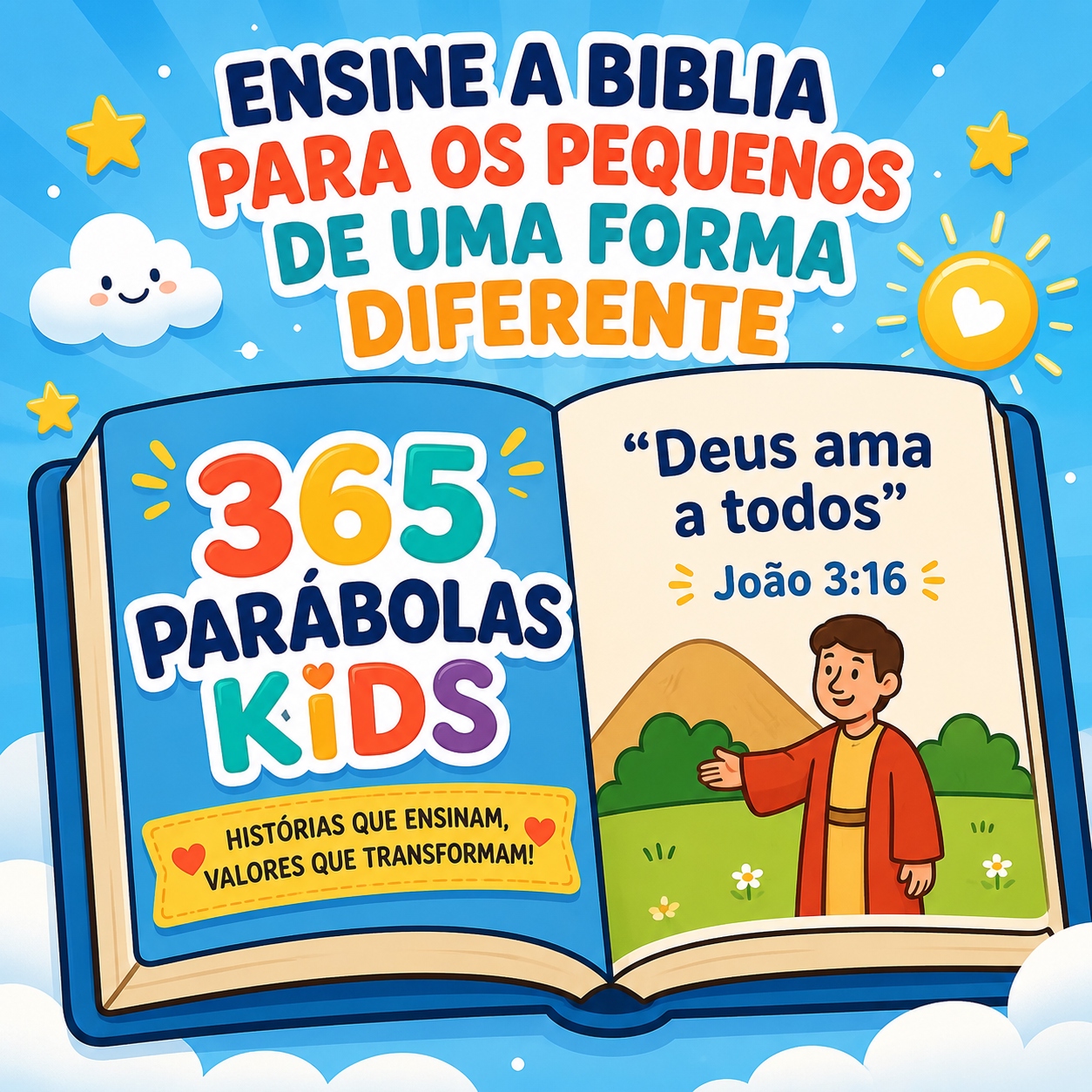 Capa do devocional 365 Parábolas Kids: Ensine a Bíblia para os pequenos de uma forma diferente