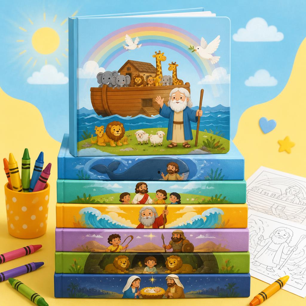 Coleção de livros bíblicos infantis para colorir